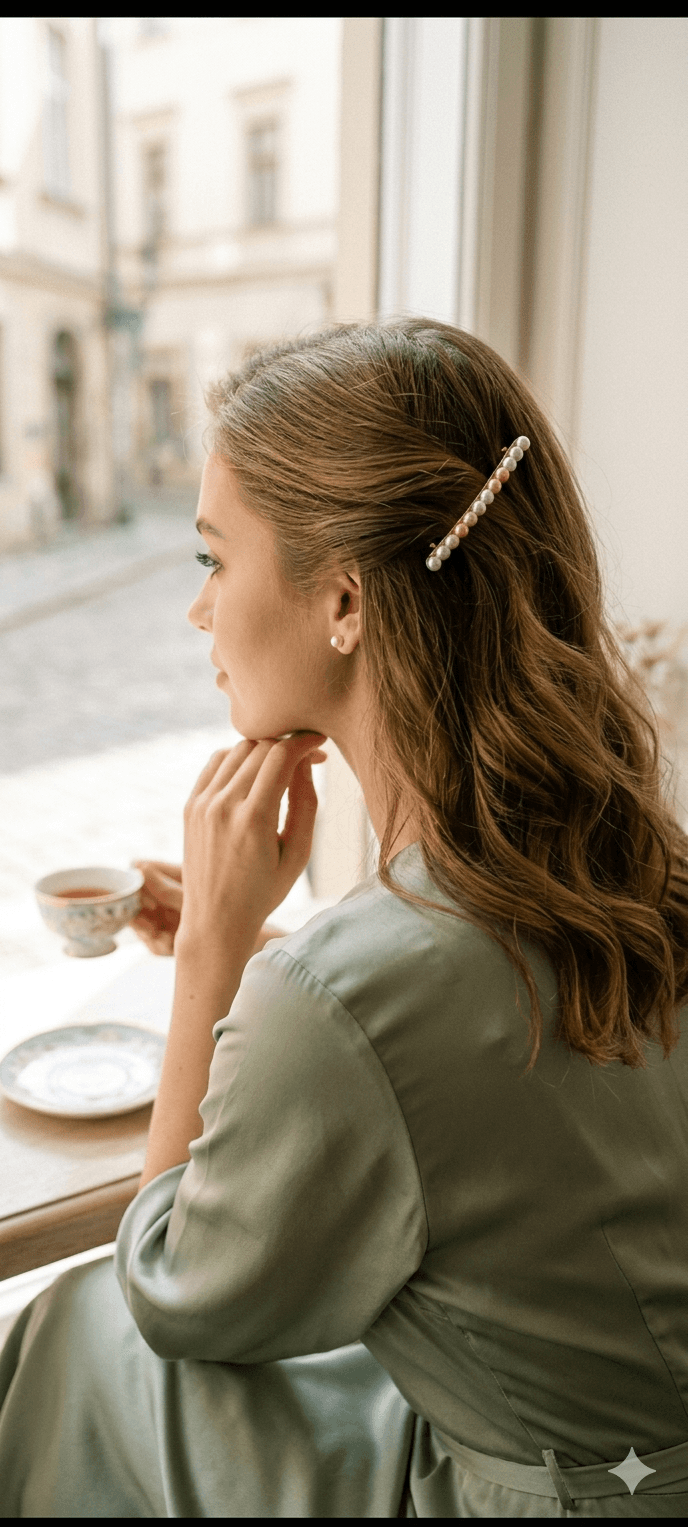 Joyify Elegant Pearl Hair Clip – Gold-Plated French Style Barrette